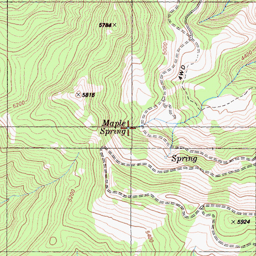 Topographic Map of Maple Spring, CA