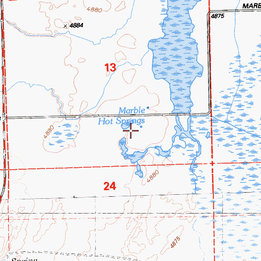 Topographic Map of Marble Hot Springs, CA
