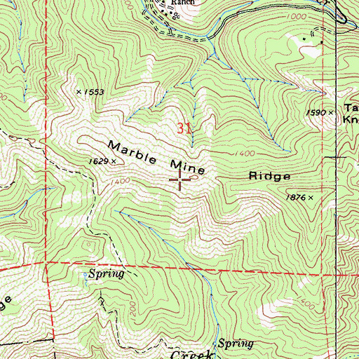 Topographic Map of Marble Mine Ridge, CA