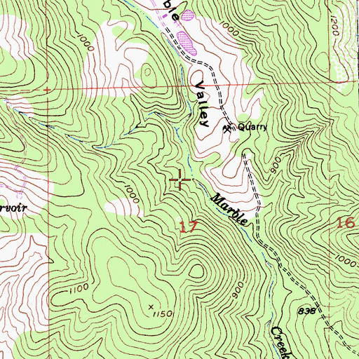 Topographic Map of Marble Valley, CA