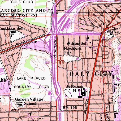 Topographic Map of Marchbank Park, CA