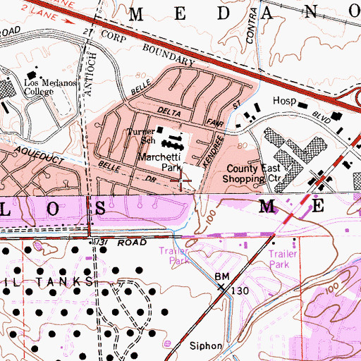 Topographic Map of Marchetti Park, CA