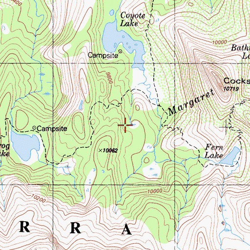 Topographic Map of Margaret Lakes, CA