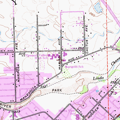 Topographic Map of Marigold Elementary School, CA