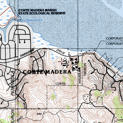 Topographic Map of Marin Country Day School, CA