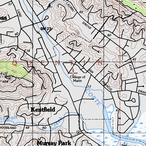 Topographic Map of College of Marin, CA