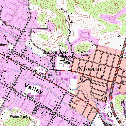 Topographic Map of Marion Avenue School, CA