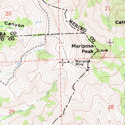 Topographic Map of Mariposa Mine, CA