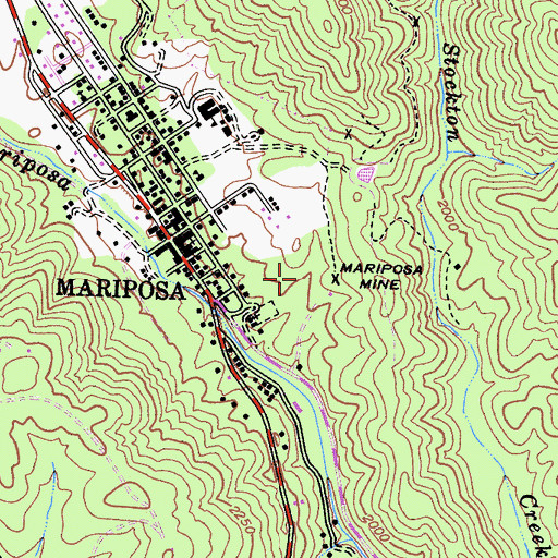 Topographic Map of Mariposa Mine, CA