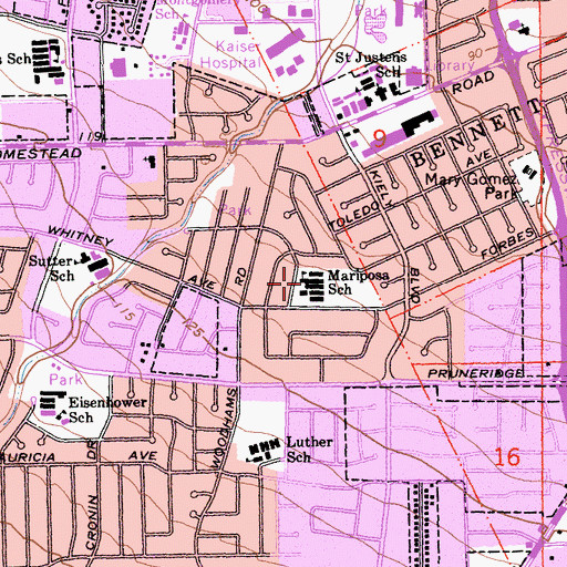Topographic Map of Carden Academy of Santa Clara, CA