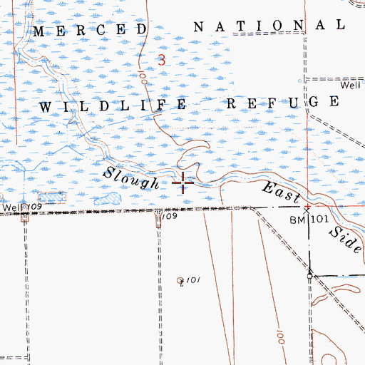 Topographic Map of Mariposa Slough, CA