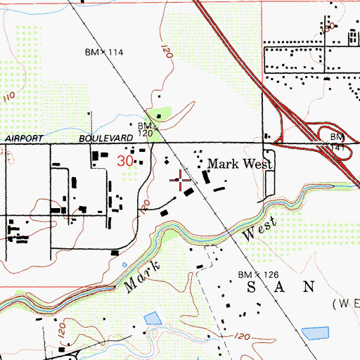 Topographic Map of Mark West, CA