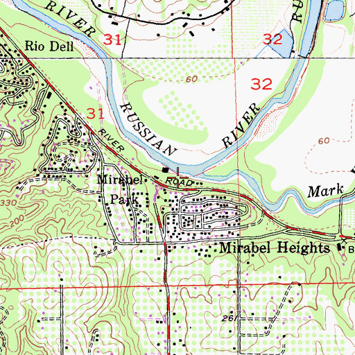 Topographic Map of Mark West Creek, CA