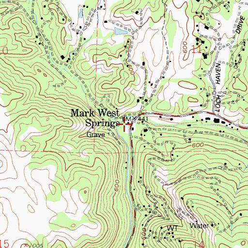 Topographic Map of Mark West Springs, CA