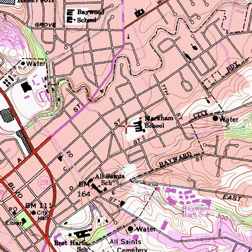 Topographic Map of Markham Elementary School (historical), CA