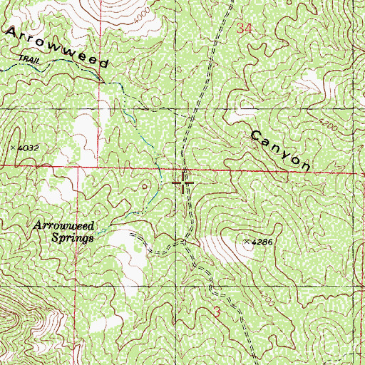 Topographic Map of Arrowhead Spring, AZ