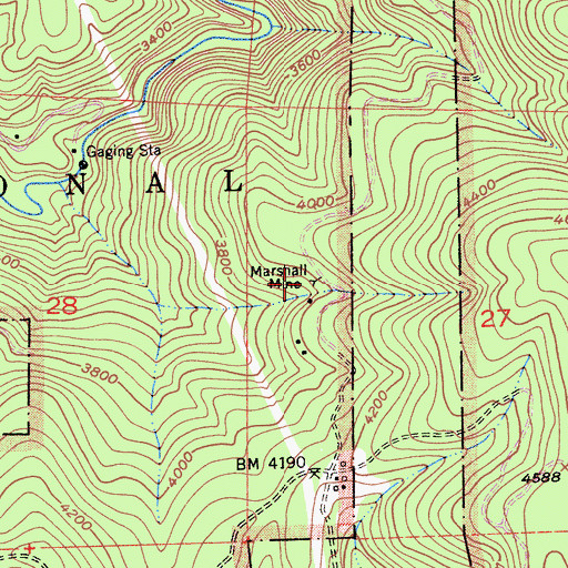Topographic Map of Marshall Mine, CA
