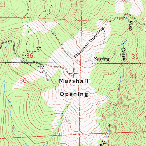Topographic Map of Marshall Opening, CA