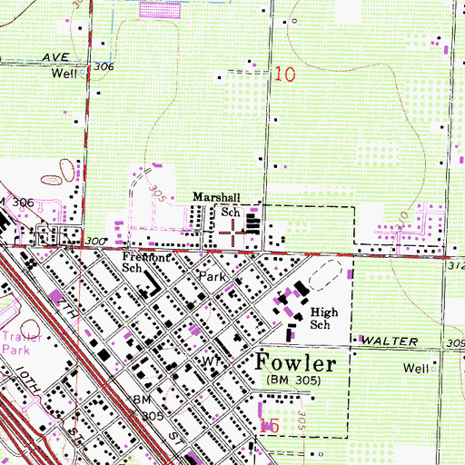 Topographic Map of Marshall Elementary School, CA