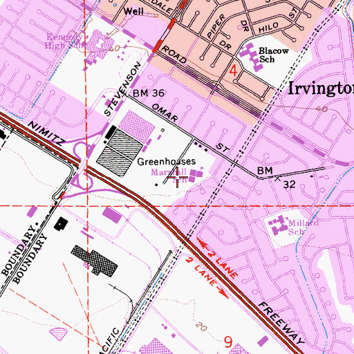 Topographic Map of Marshall Elementary School (historical), CA