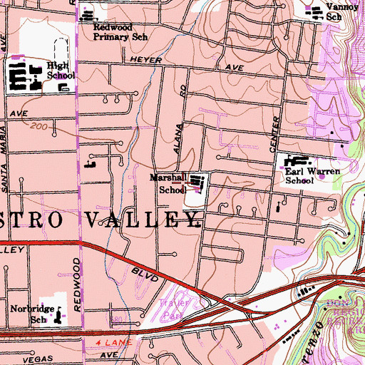 Topographic Map of Marshall Elementary School, CA