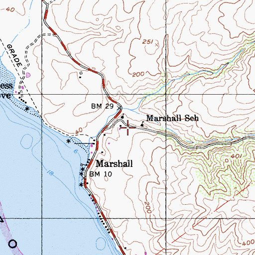 Topographic Map of Marshall School, CA