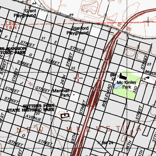 Topographic Map of Thurgood Marshall Alternative School (historical), CA
