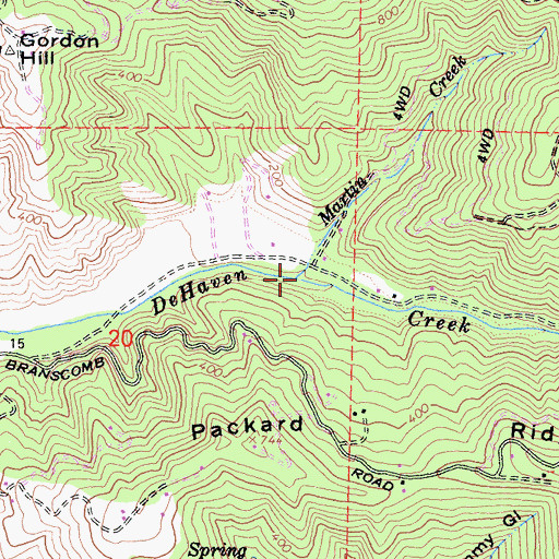 Topographic Map of Martin Creek, CA