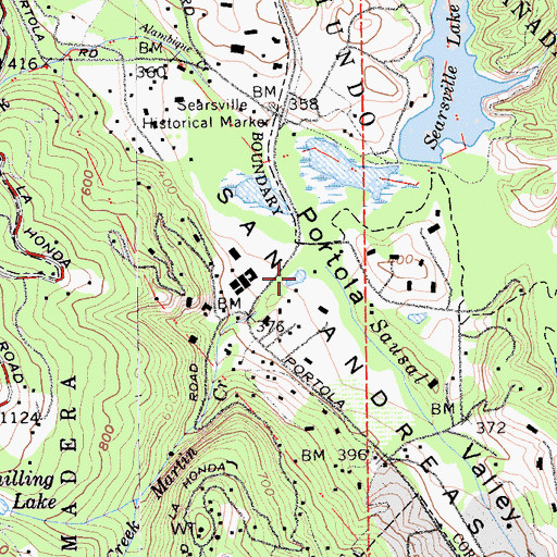 Topographic Map of Martin Creek, CA