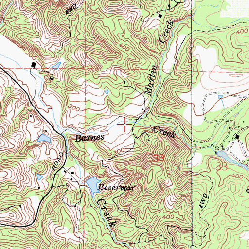 Topographic Map of Martin Creek, CA