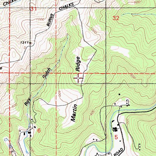 Topographic Map of Martin Ridge, CA