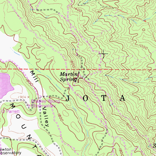 Topographic Map of Martin Spring, CA