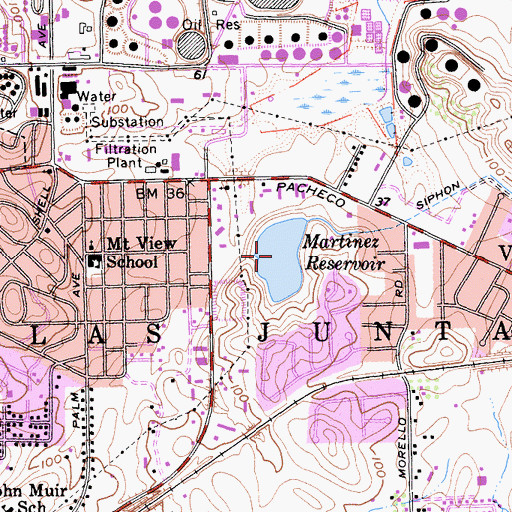 Topographic Map of Martinez Reservoir, CA
