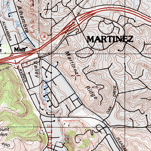 Topographic Map of Martinez Ridge, CA