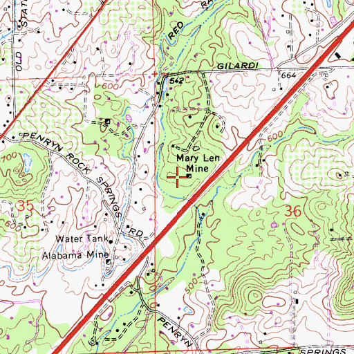 Topographic Map of Mary Len Mine, CA