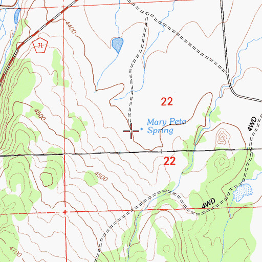Topographic Map of Mary Pete Spring, CA
