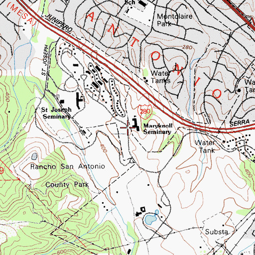 Topographic Map of Maryknoll Seminary, CA