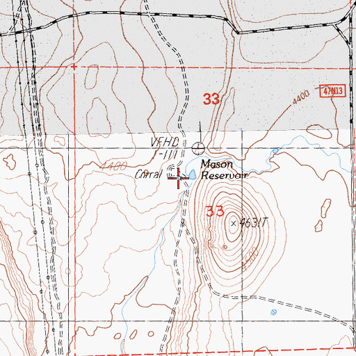 Topographic Map of Mason Reservoir, CA