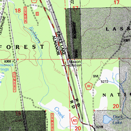 Topographic Map of Mason Station, CA