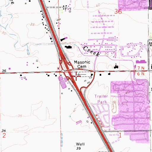 Topographic Map of Masonic Cemetery, CA