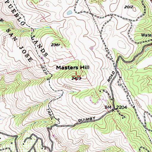 Topographic Map of Masters Hill, CA