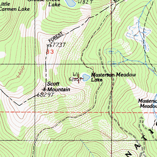 Topographic Map of Masterson Meadow Lake, CA