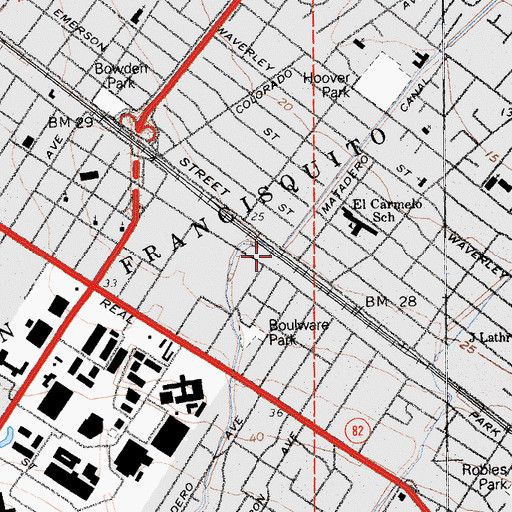 Topographic Map of Matadero Creek, CA