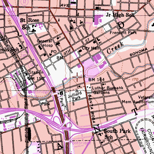 Topographic Map of Matanzas Creek, CA