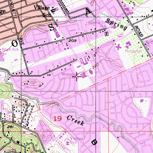 Topographic Map of Matanzas Elementary School, CA