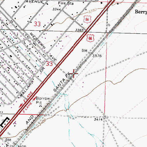Topographic Map of Berry Railroad Station, AZ