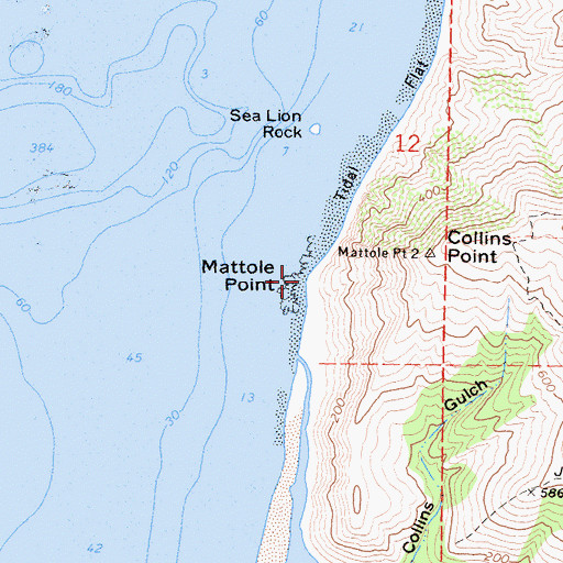 Topographic Map of Mattole Point, CA