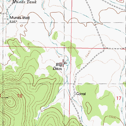 Topographic Map of Big Dam, AZ