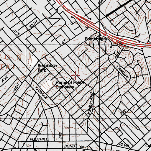 Topographic Map of Maxwell Park Elementary School, CA