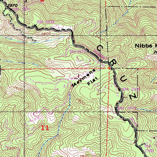 Topographic Map of Maymens Flat, CA